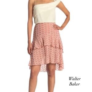 Walter Baker Jeannie Peach White Layered Hi Lo Chiffon Skirt NWT Size 4